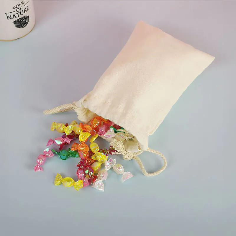 image-Canvas Drawstring Bags - Cotton Linen Storage 33x45cm