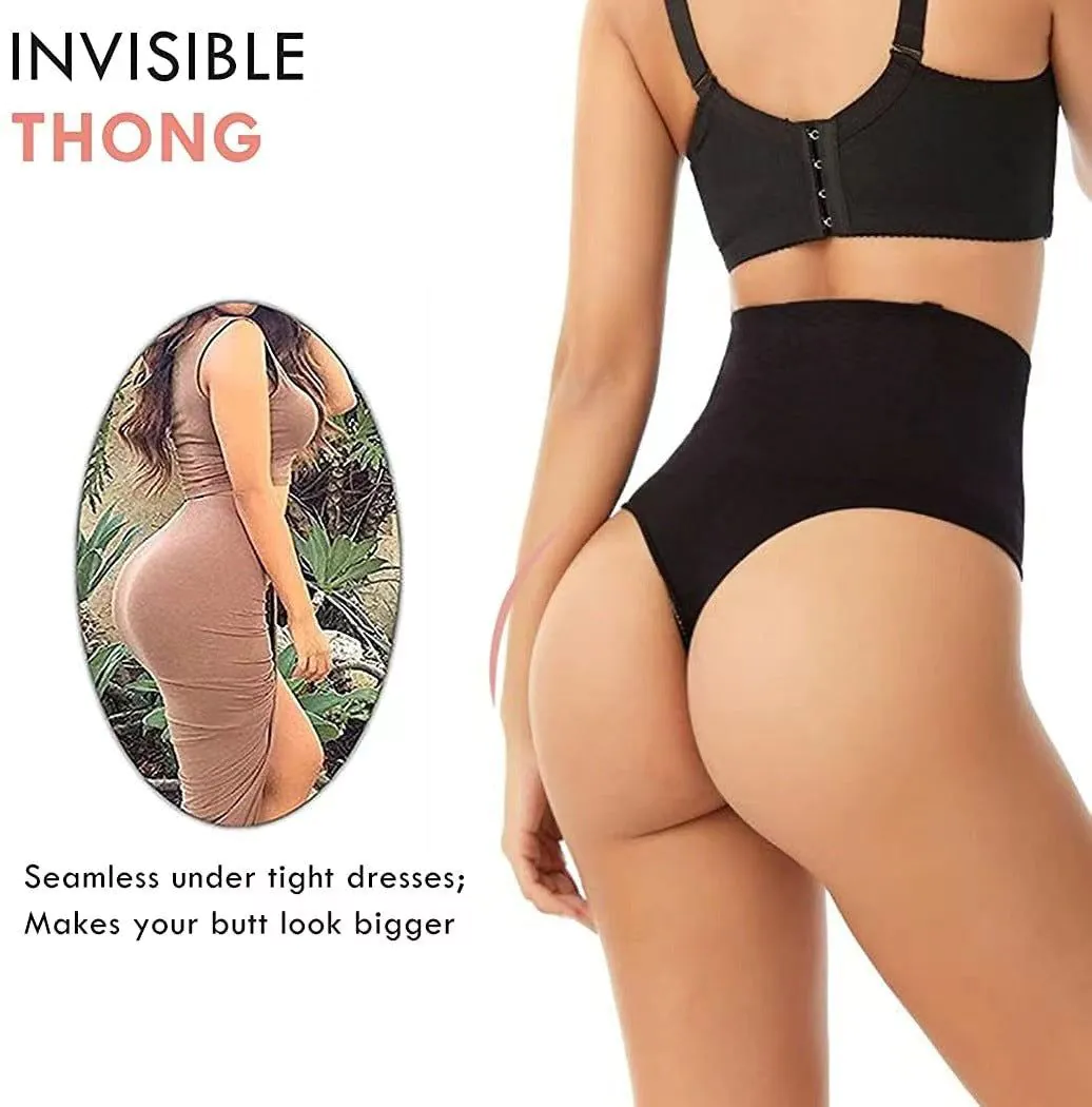 image-Nylon Seamless Thong Panties - Black 3XL