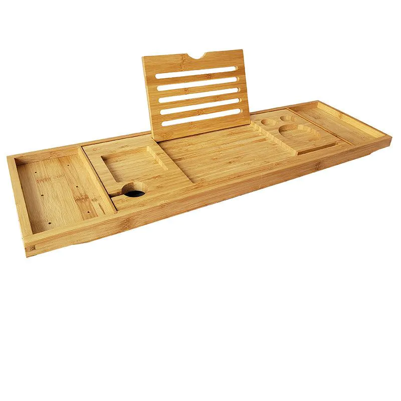 image-Bamboo Bathroom Storage Rack - Modern Minimalist, 75*23*3cm