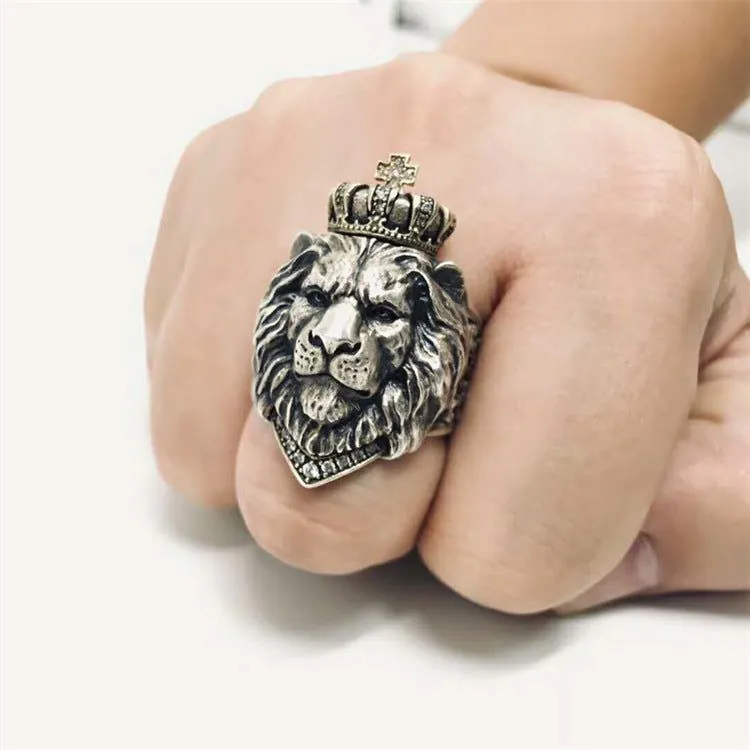image-Huishun Lion Head Ring Titanium Steel Adjustable 