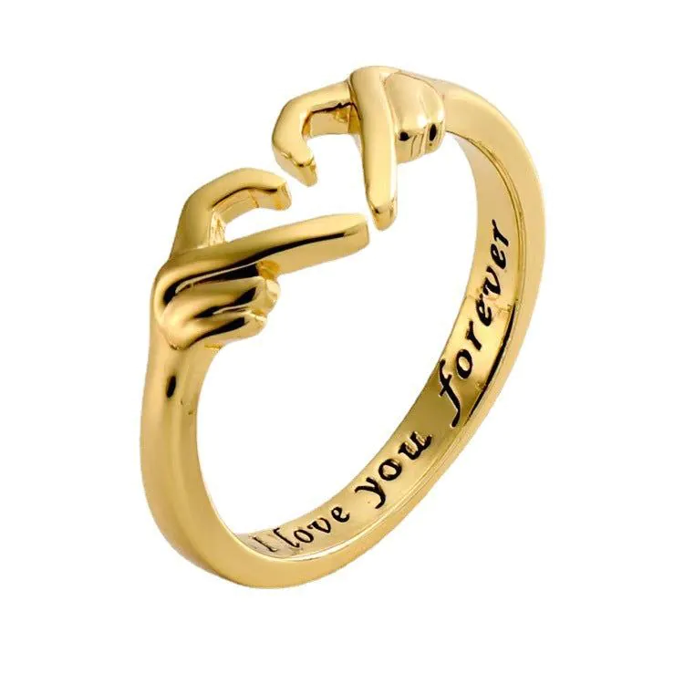 image-Heart Couple Ring Adjustable Silver Alloy