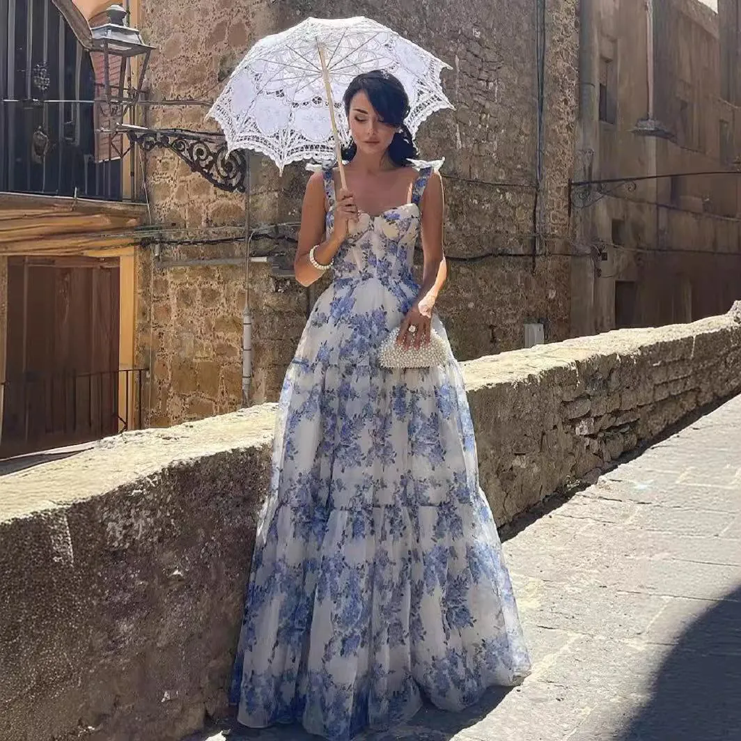 image-Polyester Midi Dress - Halter Sleeveless Floral