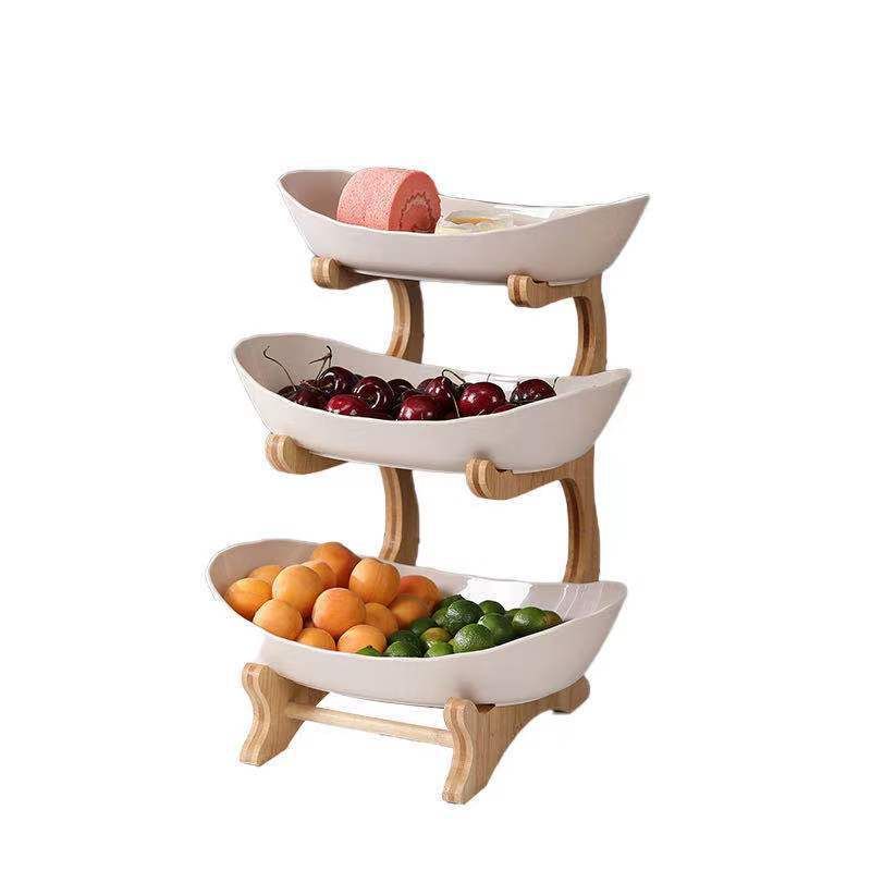 image-Chenlong Ivory White Multi-Layer Fruit Plate - Retro Luxury