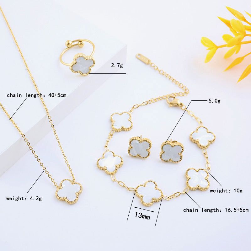 image-Four-Leaf Clover 18k Gold Plated Jewelry Set