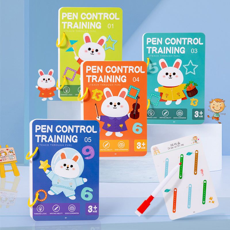 image-Children's Pen Control Training Book - Erasable 96pg 4-6yrs