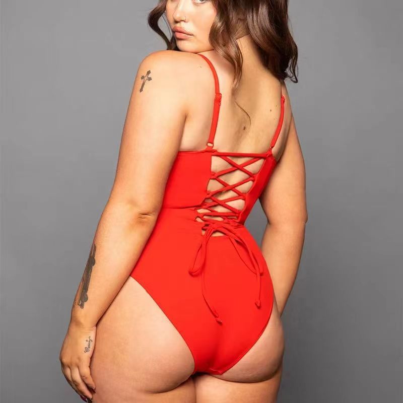 image-Silu Fei One-Piece Swimsuit - Red 4XL Backless