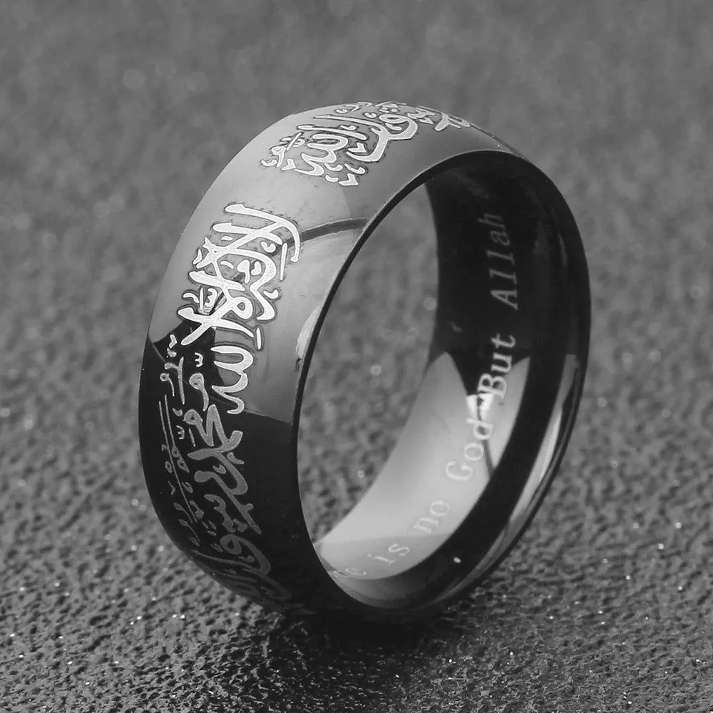 image-Titanium Steel Retro Gold Black Ring, 8mm Simple Personalized