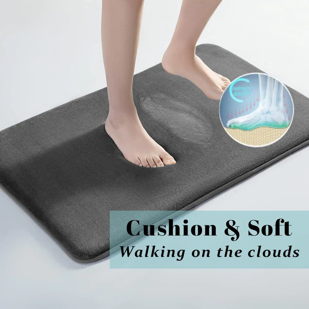 image-Memory Foam Bathroom Mat - Black 38x42cm 