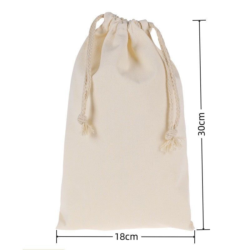 image-Canvas Drawstring Bags - Cotton Linen Storage 33x45cm