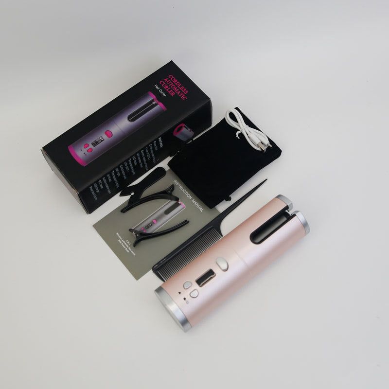 image-Cordless Curling Iron - LCD Wireless Charging 5000mAh