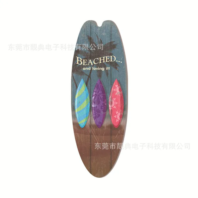 image-Wooden Surfboard Beach Sign - Retro Decor