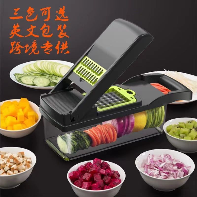 image-Multifunction Vegetable Cutter with Drain Basket - White 31.8cm 
