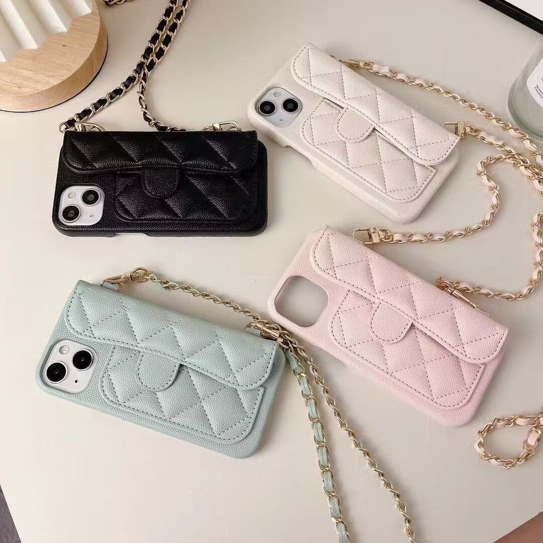 image-iPhone Leather Card Holder Case with Strap