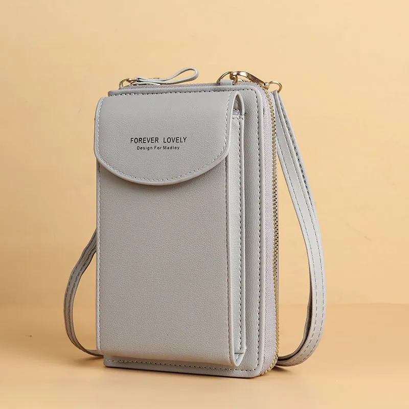 image-Sweet Vertical Messenger Bag - Light Blue PU Leather
