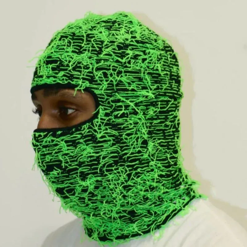 image-Camouflage Knitted Balaclava Hat - Polyester Coffee