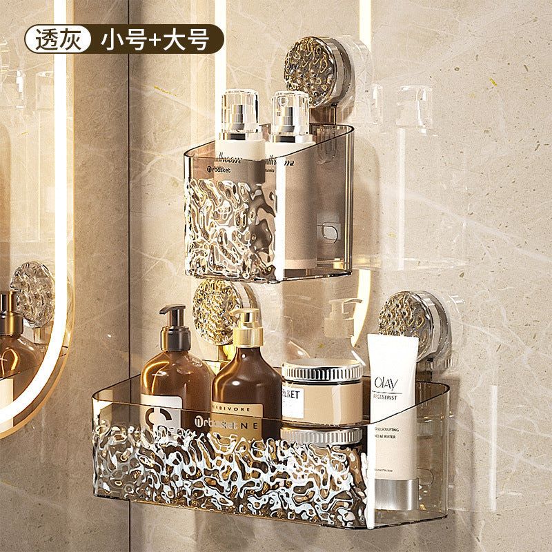 image-Wall-Mounted Towel Storage Basket - Suction Cup Holder