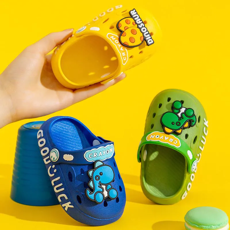 image-Dinosaur Baby Clogs - Orange Non-Slip PVC