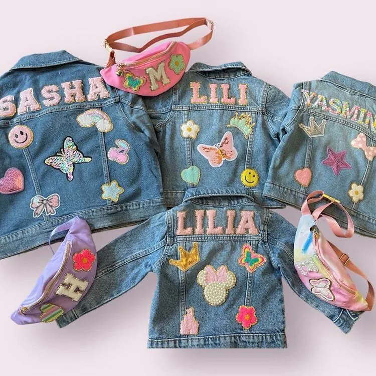 image-Girls Denim Jacket - Light Blue Embroidered