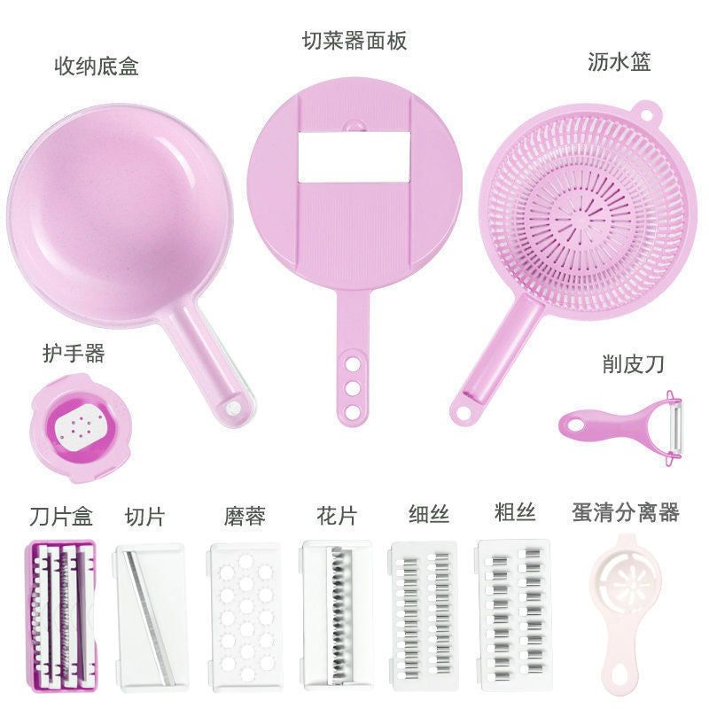 image-Multi-functional Veggie Cutter Green 12-Piece Set - PP Material