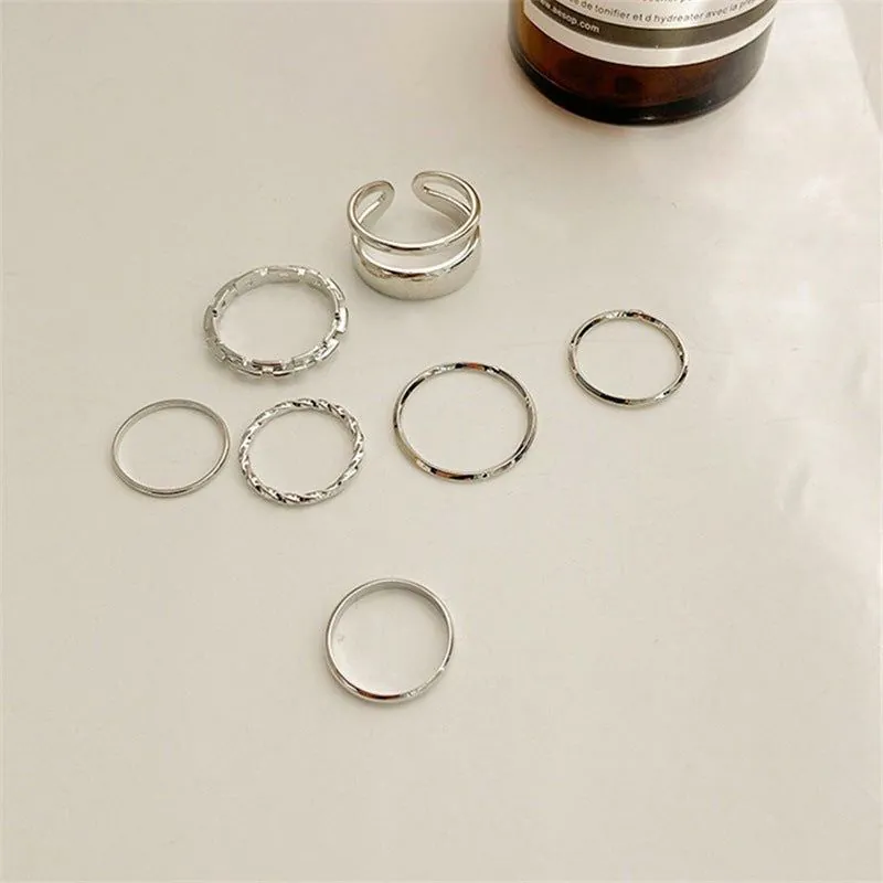 image-Seven Piece Knuckle Ring Set Open
