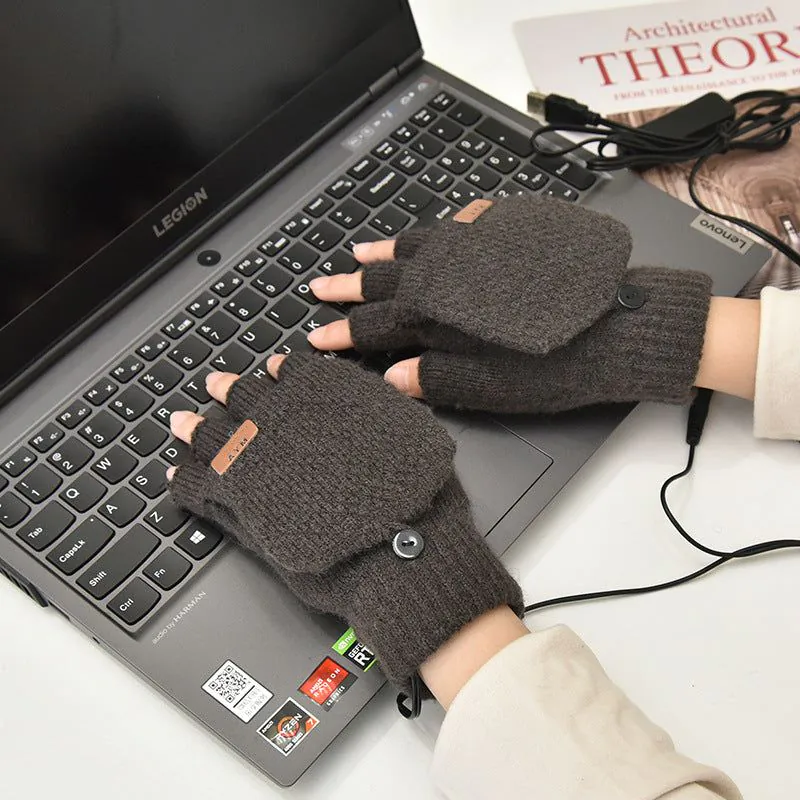 image-USB Heating Gloves - Navy Blue Touchscreen