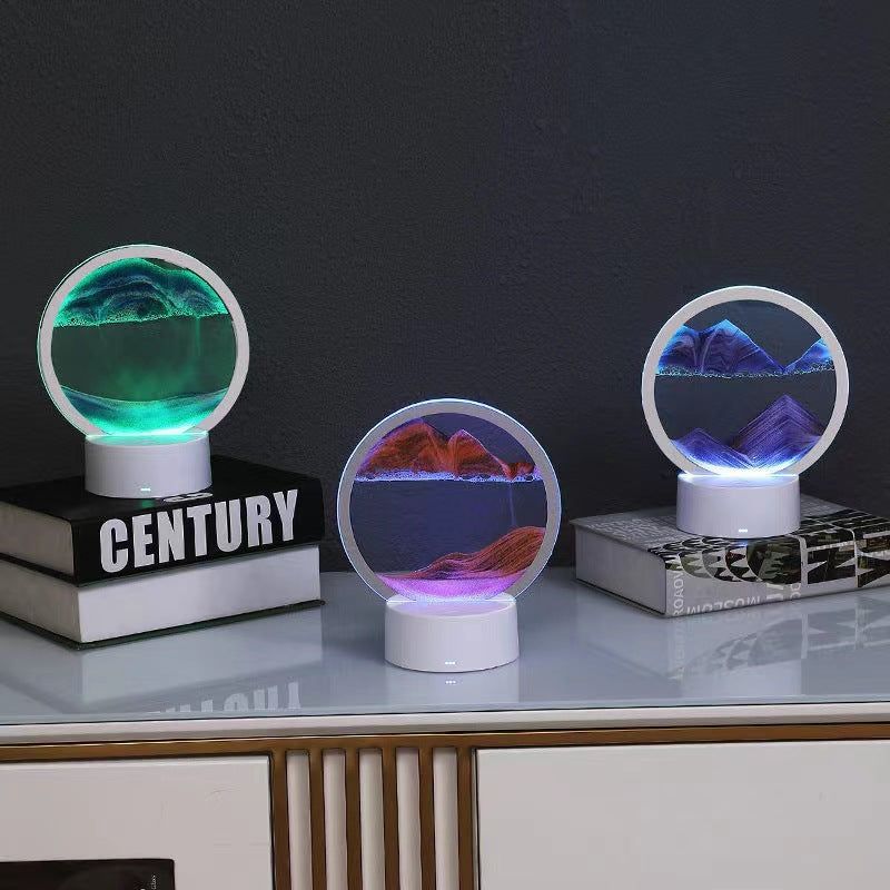 image-Small 3D Night Light Lamp - Remote Touch, Quicksand Black 16.2"