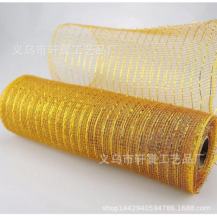 image-Christmas Wire Mesh Packaging - Red & White Strips 26cm x 10yds