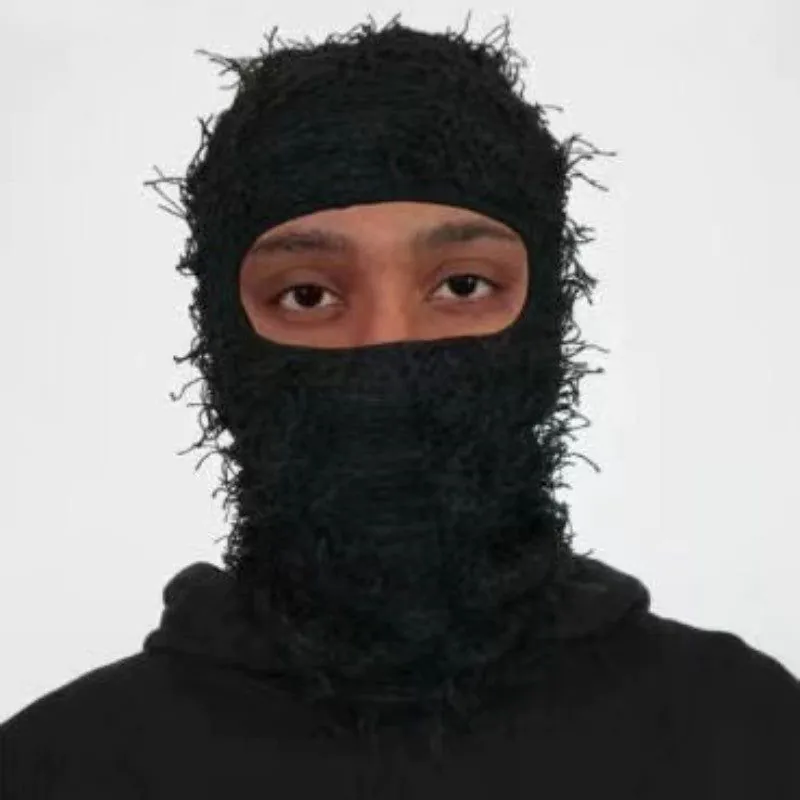 image-Camouflage Knitted Balaclava Hat - Polyester Coffee