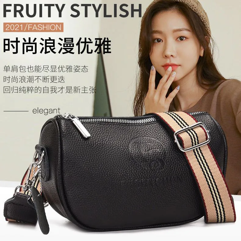 image-First-Layer Cowhide Leather Shoulder Bag - Women