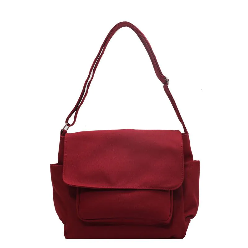 image-Canvas Crossbody Messenger Bag - Pink EARE Horizontal