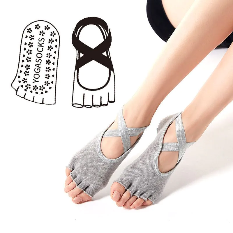 image-Cotton Yoga Five-Finger Socks - Pink