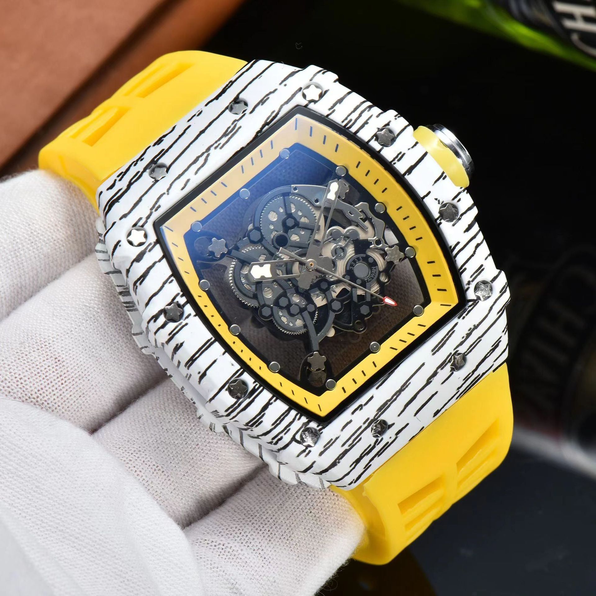 image-Richard Hollow Barrel Watch Men 43mm