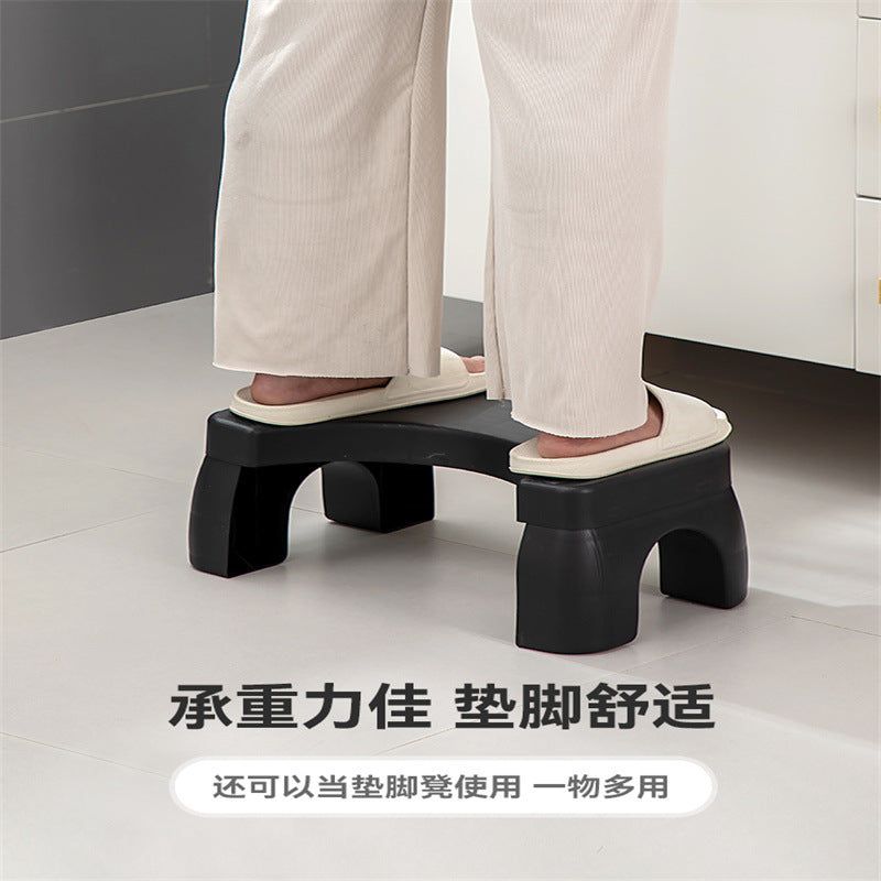 image-Thickened Toilet Stool - Black ABS Non-Slip