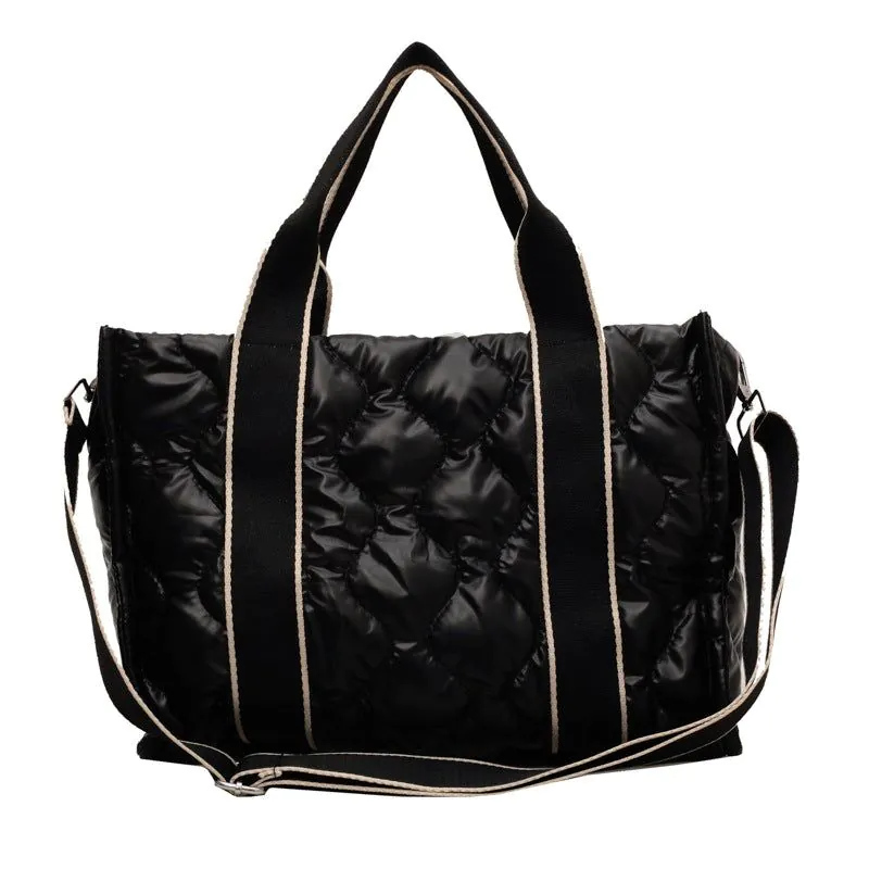 image-Grey Nylon Tote Bag - Soft Handle Rhombus