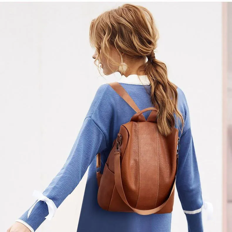 image-Women's Backpack - Black Large Capacity Anti-Theft