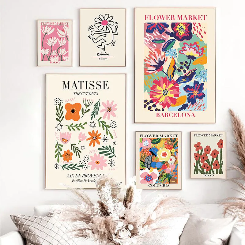 image-Canvas Flower Painting Triptych - Modern 60x90cm