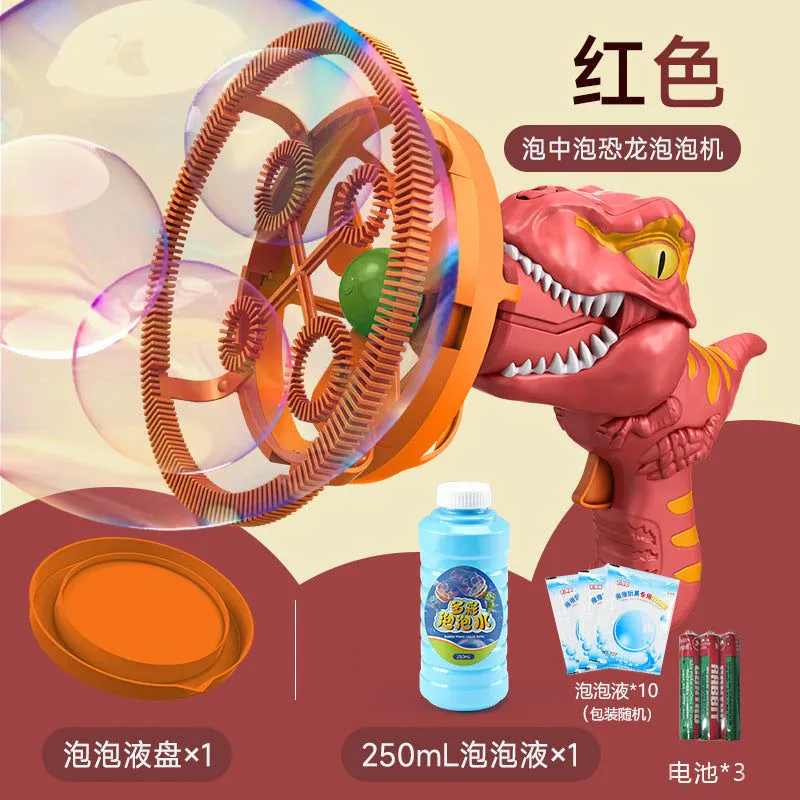 image-Dinosaur Bubble Machine - Green Electric Fan Toy