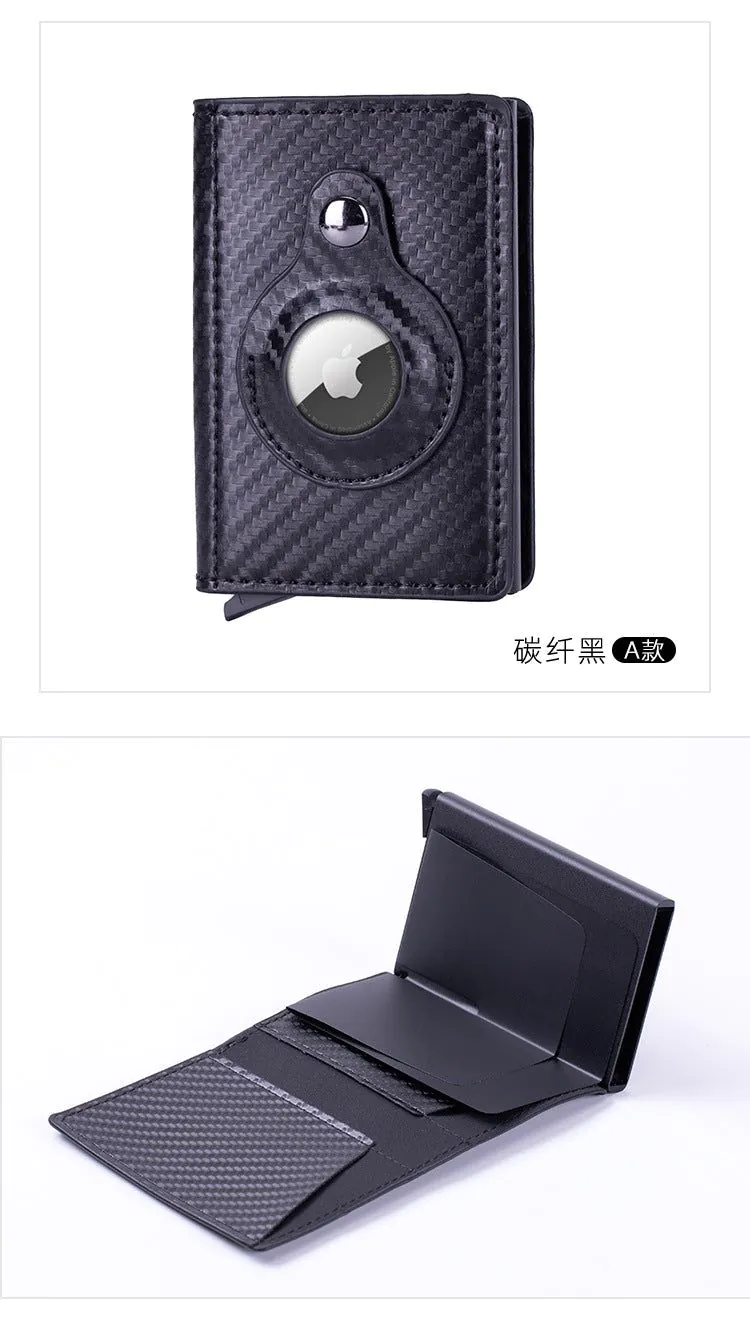 image-PU Leather AirTag Card Holder - RFID Green