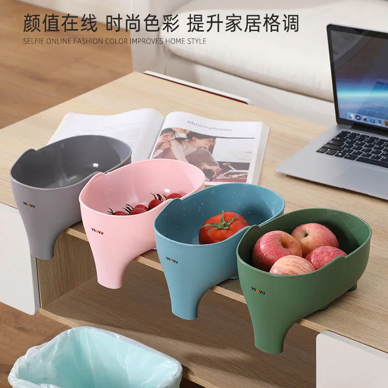 image-Yanyu Elephant Drain Basket Grey Plastic