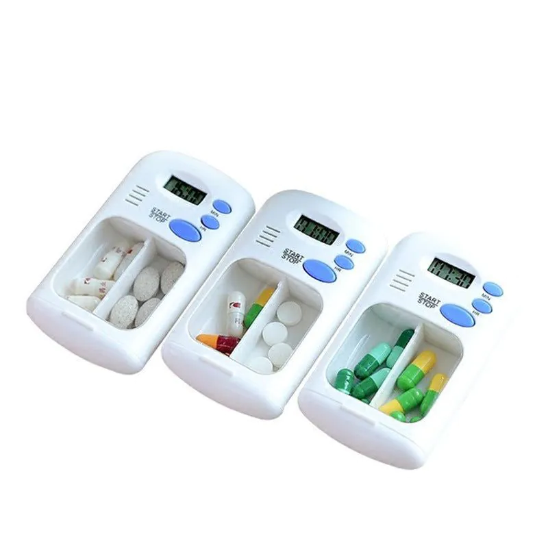 image-Smart Pill Box Timer Reminder - White 9x5.5x2cm