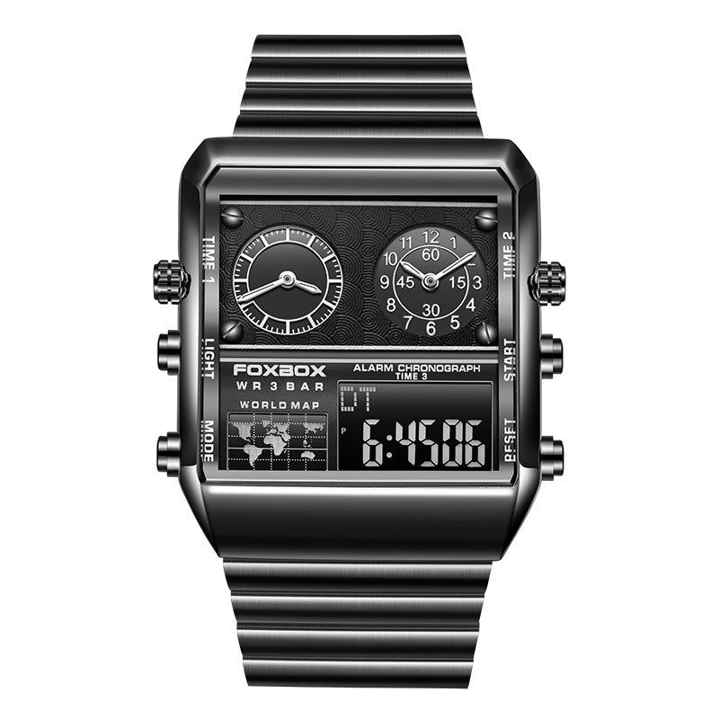image-FOXBOX Dual Display Quartz Watch FB0011 Silver Blue