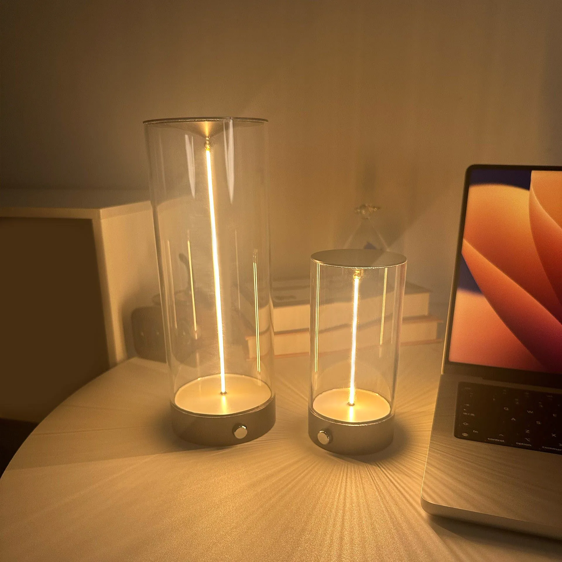 image-LED Touch Dimming Table Lamp - USB Rechargeable Bedside Night Light