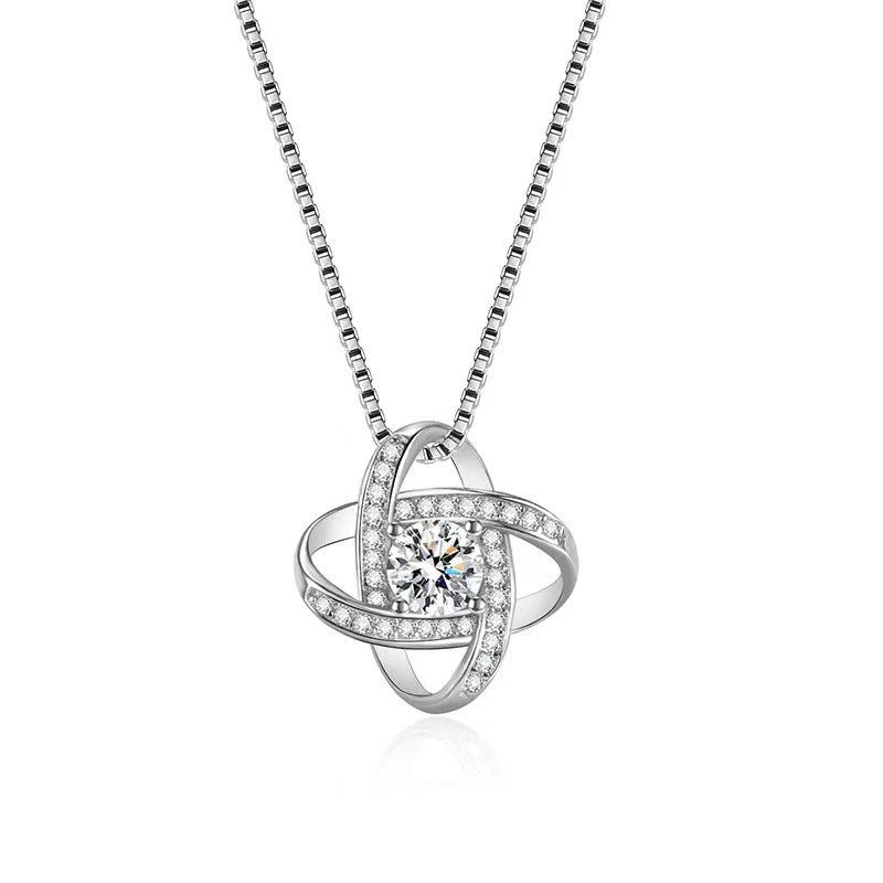 image-S925 Sterling Silver Four-Leaf Clover Necklace