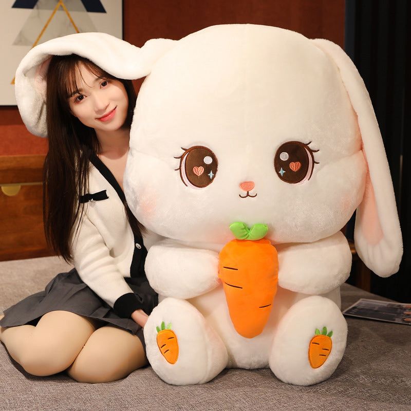 image-Yellow and White Plush Rabbit Toy