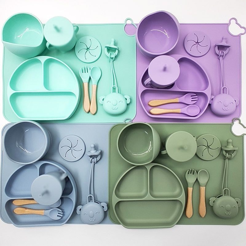image-Baby Silicone Feeding Set - Fork Spoon & Placemat