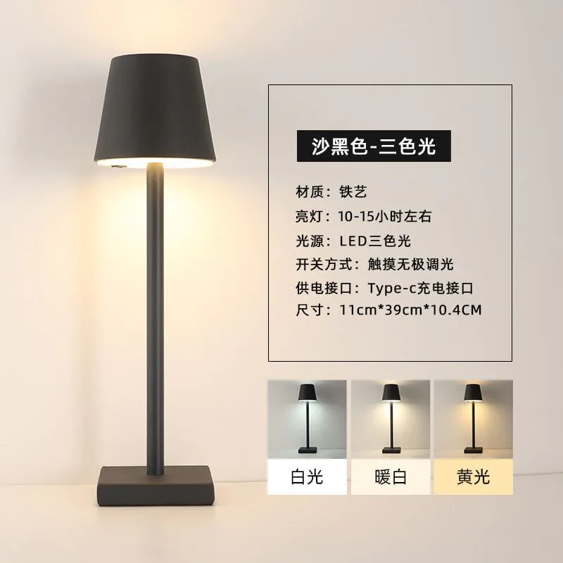 image-Retro LED Table Lamp - Sand Black Touch USB Charging 40cm