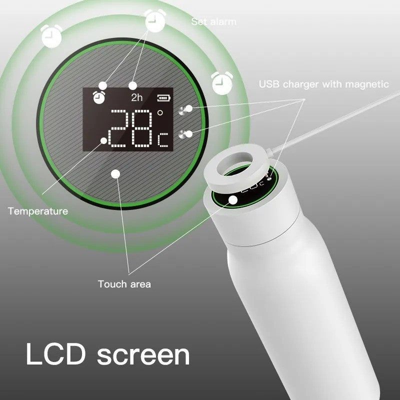 image-Smart Thermos Cup - 316 Stainless Steel LED Temp Display 