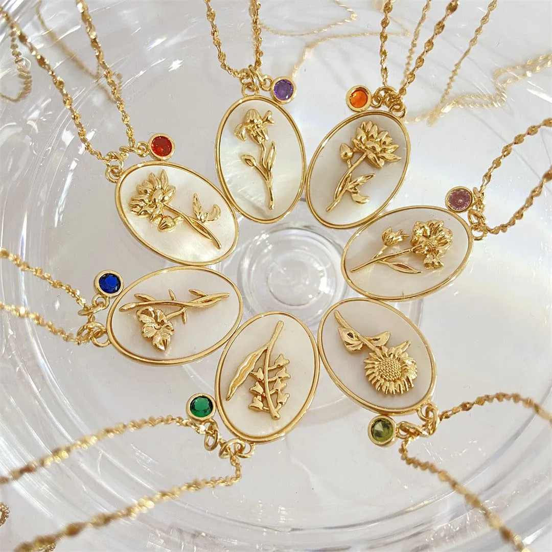 image-December Flower Necklace - Sunflower Copper Clavicle Chain 21-50cm 