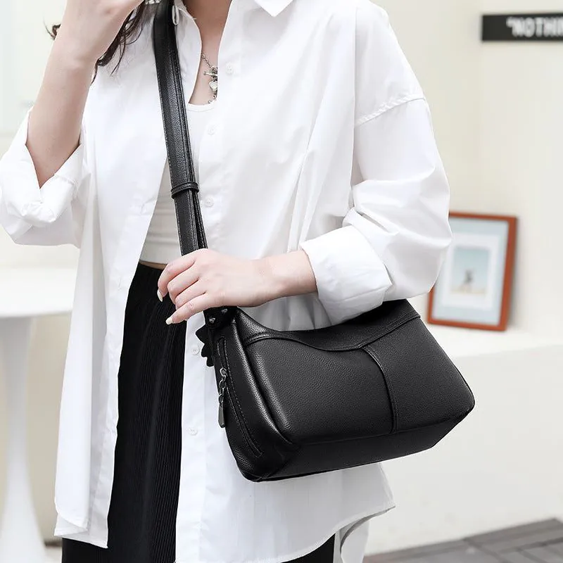 image-Beauty Bird Shoulder Bag - Black PU Dumpling Style