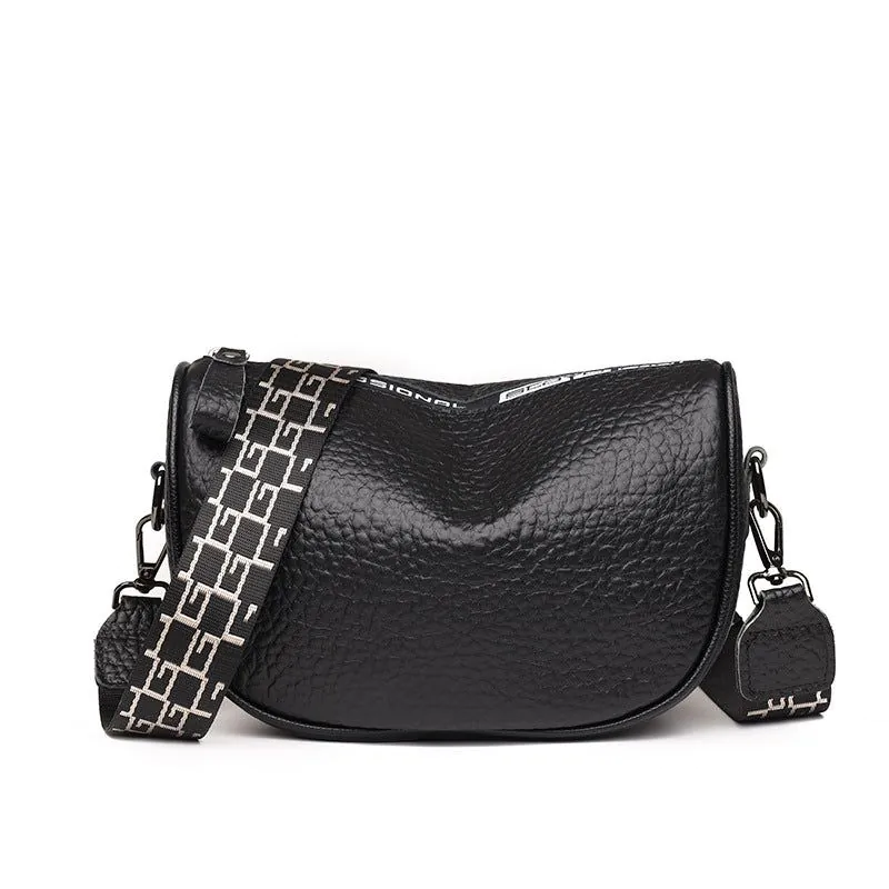 image-Cowhide Leather Saddle Bag - Khaki Small Square